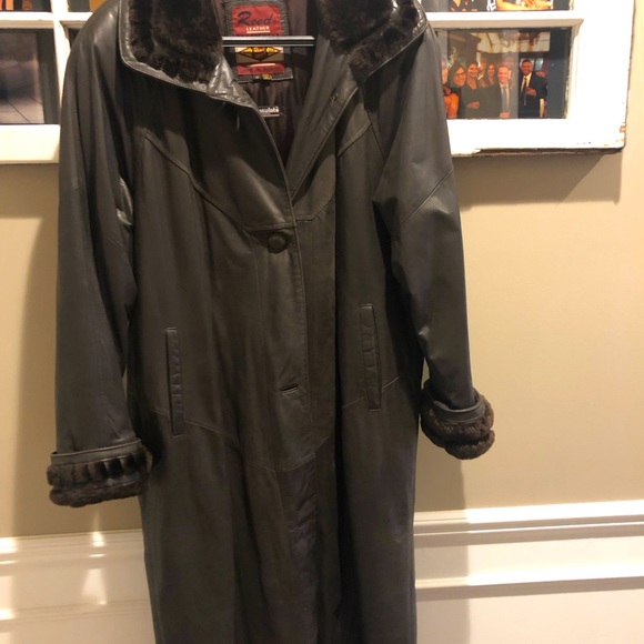 Real leather full length winter coat - Picture 1 of 2